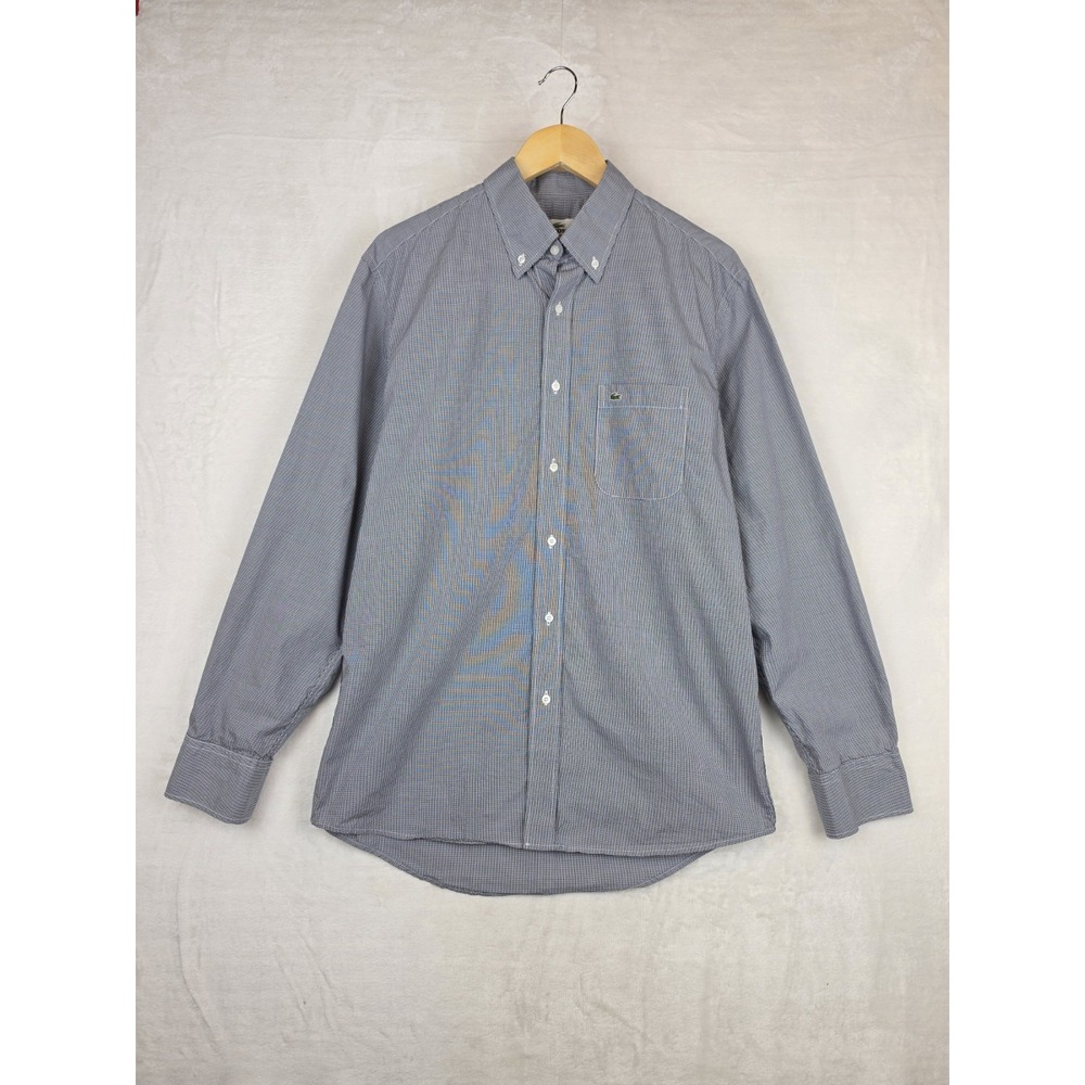 Lacoste Regular Fit Gingham Shirt Mens Size 42 (L/XL) Gray Cotton